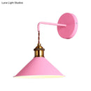 GobekUsa Modern Metal Cone Wall Light with Straight Arm for Hallway - Gray/Pink/Yellow/Green