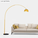 GobekUsa Modern Metal Fishing Rod Floor Lamp with Dome Shade (Black/Yellow)