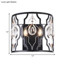 GobekUsa Modern Metal Frame Black Wall Sconce with Crystal Droplets - Half-Cylinder Design, 2 Heads