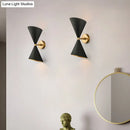 GobekUsa Modern Metal Hourglass Wall Mount Light Fixture with 2 Bulbs - Black Wall Lighting
