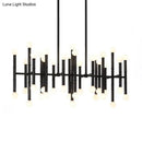 GobekUsa Modern Metal Island Light - Multi-Rod, 42-Head, Black/Chrome/Gold - Up & Down Lighting Fixture