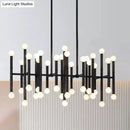 GobekUsa Modern Metal Island Light - Multi-Rod, 42-Head, Black/Chrome/Gold - Up & Down Lighting Fixture