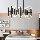 GobekUsa Modern Metal Island Light - Multi-Rod, 42-Head, Black/Chrome/Gold - Up & Down Lighting Fixture