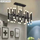 GobekUsa Modern Metal Island Light - Multi-Rod, 42-Head, Black/Chrome/Gold - Up & Down Lighting Fixture