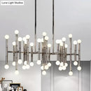 GobekUsa Modern Metal Island Light - Multi-Rod, 42-Head, Black/Chrome/Gold - Up & Down Lighting Fixture