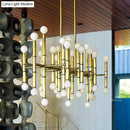 GobekUsa Modern Metal Island Light - Multi-Rod, 42-Head, Black/Chrome/Gold - Up & Down Lighting Fixture
