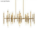 GobekUsa Modern Metal Island Light - Multi-Rod, 42-Head, Black/Chrome/Gold - Up & Down Lighting Fixture