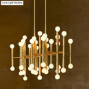 GobekUsa Modern Metal Island Light - Multi-Rod, 42-Head, Black/Chrome/Gold - Up & Down Lighting Fixture