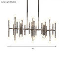 GobekUsa Modern Metal Island Light - Multi-Rod, 42-Head, Black/Chrome/Gold - Up & Down Lighting Fixture