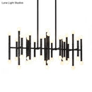GobekUsa Modern Metal Island Light - Multi-Rod, 42-Head, Black/Chrome/Gold - Up & Down Lighting Fixture