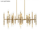 GobekUsa Modern Metal Island Light - Multi-Rod, 42-Head, Black/Chrome/Gold - Up & Down Lighting Fixture