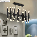 GobekUsa Modern Metal Island Light - Multi-Rod, 42-Head, Black/Chrome/Gold - Up & Down Lighting Fixture