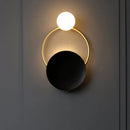GobekUsa Modern Metal Planet Wall Mount Lamp - 1 Light Black Finish, Opal Glass Fixture