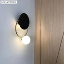 GobekUsa Modern Metal Planet Wall Mount Lamp - 1 Light Black Finish, Opal Glass Fixture