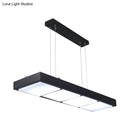 GobekUsa Modern Metal Rectangular Island Lamp with 3/4/5 Lights in Black/White - Office Hanging Light in Warm/White