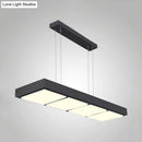 GobekUsa Modern Metal Rectangular Island Lamp with 3/4/5 Lights in Black/White - Office Hanging Light in Warm/White