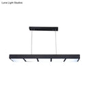 GobekUsa Modern Metal Rectangular Island Lamp with 3/4/5 Lights in Black/White - Office Hanging Light in Warm/White