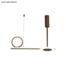 GobekUsa Modern Metal Ring Hanging Light Kit - Brown LED Suspension Light for Bedroom (Warm/White Light)