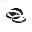 GobekUsa Modern Metal Small Ceiling Lamp - Round/Square/Moon Shape, LED Semi Flush Mount Lighting for Corridor - Black/White
