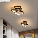 GobekUsa Modern Metal Small Ceiling Lamp - Round/Square/Moon Shape, LED Semi Flush Mount Lighting for Corridor - Black/White
