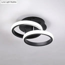 GobekUsa Modern Metal Small Ceiling Lamp - Round/Square/Moon Shape, LED Semi Flush Mount Lighting for Corridor - Black/White