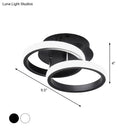 GobekUsa Modern Metal Small Ceiling Lamp - Round/Square/Moon Shape, LED Semi Flush Mount Lighting for Corridor - Black/White
