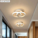 GobekUsa Modern Metal Small Ceiling Lamp - Round/Square/Moon Shape, LED Semi Flush Mount Lighting for Corridor - Black/White