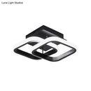 GobekUsa Modern Metal Small Ceiling Lamp - Round/Square/Moon Shape, LED Semi Flush Mount Lighting for Corridor - Black/White