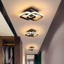GobekUsa Modern Metal Small Ceiling Lamp - Round/Square/Moon Shape, LED Semi Flush Mount Lighting for Corridor - Black/White