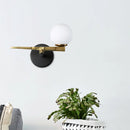 GobekUsa Modern Metal Swallows Wall Sconce with White Glass Ball Shade - Indoor Black Finish Lighting