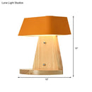 GobekUsa Modern Metal Trapezoid Wall Sconce with Wooden Backplate - White/Orange/Blue Light Fixture for Living Room