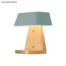GobekUsa Modern Metal Trapezoid Wall Sconce with Wooden Backplate - White/Orange/Blue Light Fixture for Living Room