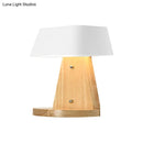 GobekUsa Modern Metal Trapezoid Wall Sconce with Wooden Backplate - White/Orange/Blue Light Fixture for Living Room