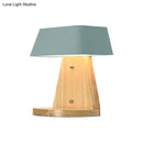GobekUsa Modern Metal Trapezoid Wall Sconce with Wooden Backplate - White/Orange/Blue Light Fixture for Living Room