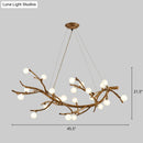 GobekUsa Modern Metal Tree Branch Island Lighting Fixture with Art Deco Wood Suspension and Acrylic Ball Shade