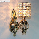 GobekUsa Modern Metal Wall Light Fixture with Crystal Shade and Cylinder Design - Ideal for Living Room