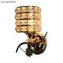 GobekUsa Modern Metal Wall Light Fixture with Crystal Shade and Cylinder Design - Ideal for Living Room