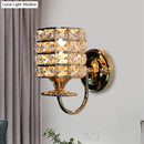 GobekUsa Modern Metal Wall Light Fixture with Crystal Shade and Cylinder Design - Ideal for Living Room