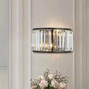GobekUsa Modern Metal Wall Sconce with Dual Bulbs, Crystal Block & Black/Gold Finish