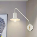 GobekUsa Modern Metallic 1-Light Bedroom Wall Lighting Sconce in White with Wide Flare Design