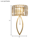 GobekUsa Modern Metallic Drum Shade Wall Lamp with Clear Crystal – 2-Light Gold Lighting for Living Room
