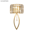 GobekUsa Modern Metallic Drum Shade Wall Lamp with Clear Crystal – 2-Light Gold Lighting for Living Room