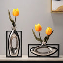 GobekUsa Elegant Square Ceramic Vase with Artificial Flowers for Desk Decoration