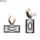 GobekUsa Elegant Square Ceramic Vase with Artificial Flowers for Desk Decoration