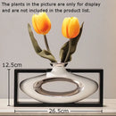 GobekUsa Elegant Square Ceramic Vase with Artificial Flowers for Desk Decoration