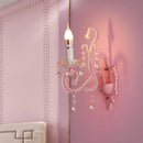 GobekUsa Modern Metallic Scroll Arm Wall Lamp with Crystal Orb Deco, Pink
