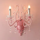 GobekUsa Modern Metallic Scroll Arm Wall Lamp with Crystal Orb Deco, Pink