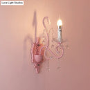 GobekUsa Modern Metallic Scroll Arm Wall Lamp with Crystal Orb Deco, Pink