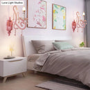 GobekUsa Modern Metallic Scroll Arm Wall Lamp with Crystal Orb Deco, Pink