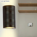 GobekUsa Modern Metallic Wall Lamp - 2-Head Black Half-Cylinder with Warm/White Lighting